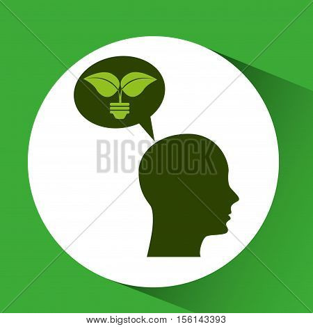 concept environment silhouette head bulb plant vector illustration eps 10