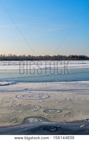 freezes the river with the strange circles