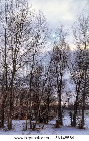 the beginning of winter on the river