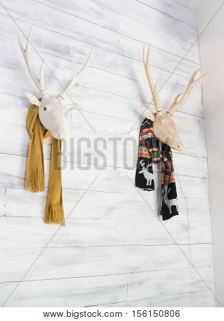 Deer head decorative in home interior stock photo