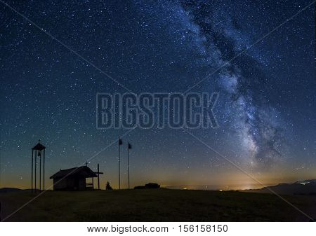 Milky Way Galaxy Over A Chapel In Bulgaria