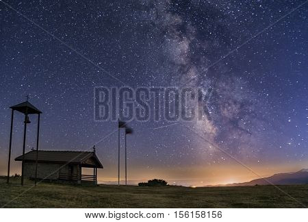 Milky Way Galaxy Over A Chapel In Bulgaria