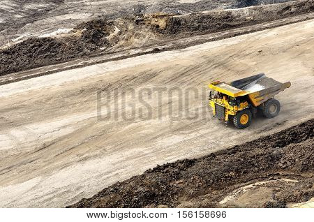 back to pit for loading overburden hauling activity on open pit