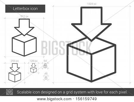 Letterbox vector line icon isolated on white background. Letterbox line icon for infographic, website or app. Scalable icon designed on a grid system.