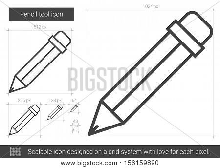 Pencil tool vector line icon isolated on white background. Pencil tool line icon for infographic, website or app. Scalable icon designed on a grid system.