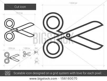 Cut vector line icon isolated on white background. Cut line icon for infographic, website or app. Scalable icon designed on a grid system.