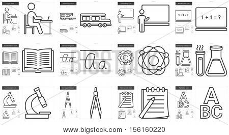 Education vector line icon set isolated on white background. Education line icon set for infographic, website or app. Scalable icon designed on a grid system.