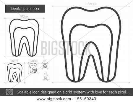 Dental pulp vector line icon isolated on white background. Dental pulp line icon for infographic, website or app. Scalable icon designed on a grid system.
