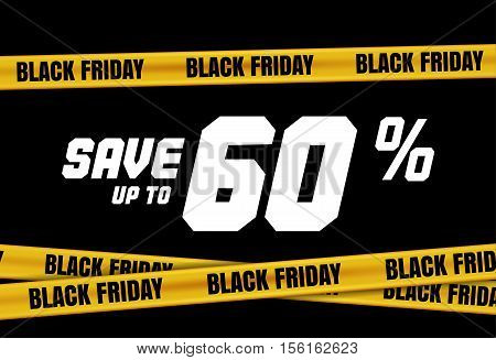 Black Friday Sign With Yellow Stripes, Police Tape. Caution Symbol.