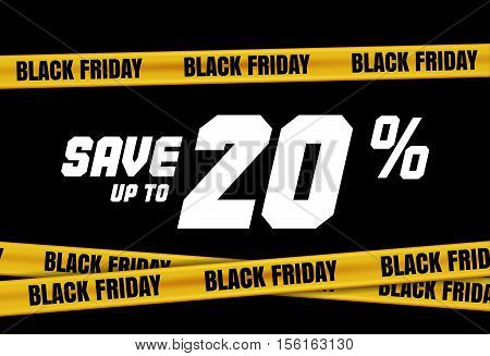 Black Friday Sign With Yellow Stripes, Police Tape. Caution Symbol.
