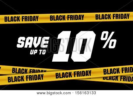 Black Friday Sign With Yellow Stripes, Police Tape. Caution Symbol.