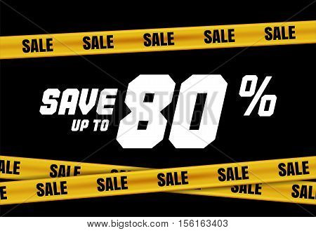 Big Sale Banner With Yellow Tape For Web, Flyer, Shop