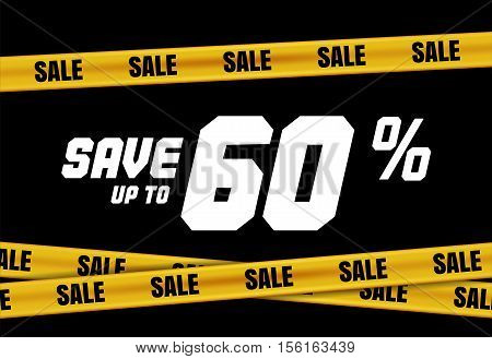 Big Sale Banner With Yellow Tape For Web, Flyer, Shop
