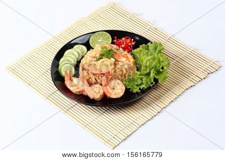Fried Rice With Shrimp Call Khao Pad Kong In Thai
