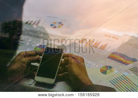 Double Exposure Of Business Concept