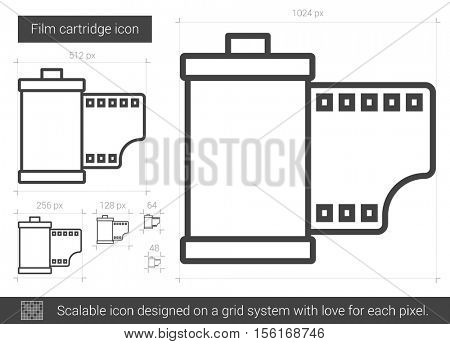 Film cartridge vector line icon isolated on white background. Film cartridge line icon for infographic, website or app. Scalable icon designed on a grid system.