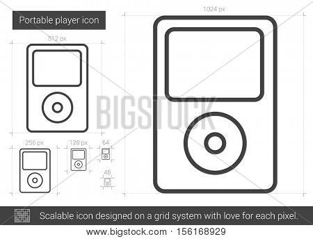 Portable player vector line icon isolated on white background. Portable player line icon for infographic, website or app. Scalable icon designed on a grid system.
