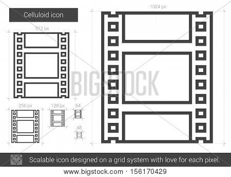 Celluloid vector line icon isolated on white background. Celluloid line icon for infographic, website or app. Scalable icon designed on a grid system.