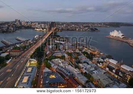 Aerial Urban Landscape View Of Sydney Harbour Sydney New South Wales Australia