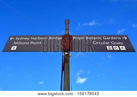 Tourists Street Signpost Sydney New South Wales Australia