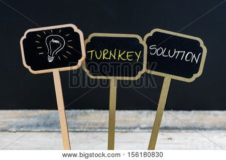 Concept Message Turnkey Solution And Light Bulb As Symbol For Idea