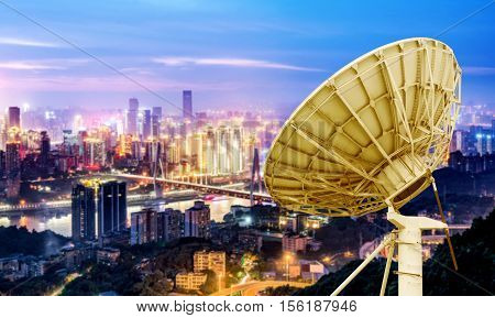 picture of parabolic satellite dish space technology receivers