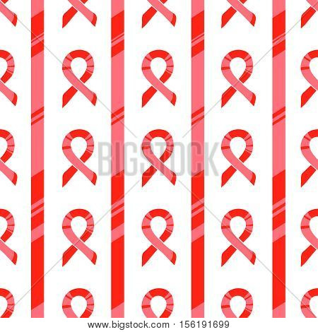 World AIDS Day, 1st December, vector seamless pattern. Red ribons, hand drawn design element
