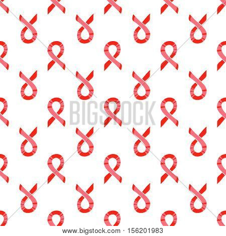 World AIDS Day, 1st December, vector seamless pattern on white background. Red ribons, hand drawn design element
