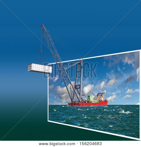 Generic concept huge floating crane for adv or others purpose use.