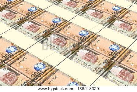 Gambian dalasi bills stacked background. 3D illustration.