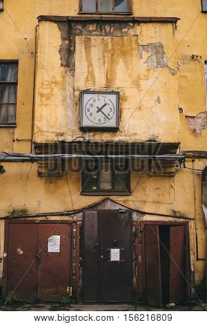View of old building with anciant clock.
