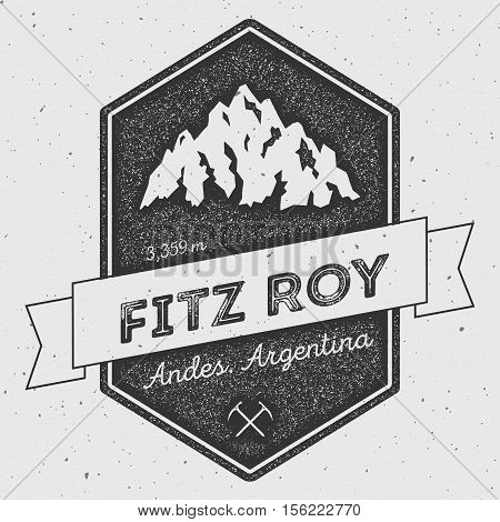 Fitz Roy In Andes, Chile Outdoor Adventure Logo. Pennant Expedition Vector Insignia. Climbing, Trekk