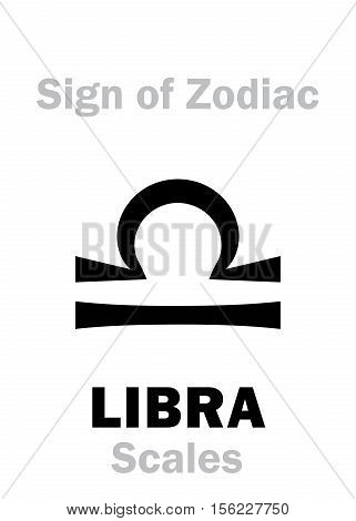 Astrology Alphabet: Sign of Zodiac LIBRA (The Scales). Hieroglyphics character sign (single symbol).
