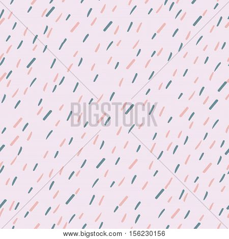Raindrops Vector Seamless Pattern. Handdrawn Rainy Pattern Background. Naive Melancholic Raindrops S