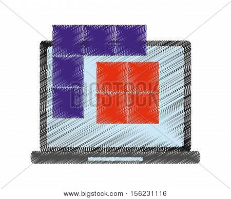Laptop and tetrix videogame icon. Game play leisure gaming and controller theme. Isolated design. Vector illustration
