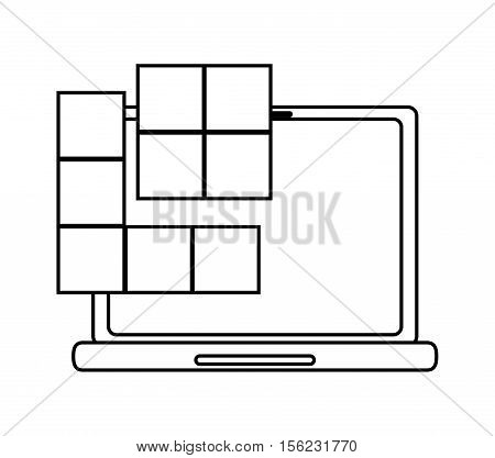 Laptop and tetrix videogame icon. Game play leisure gaming and controller theme. Isolated design. Vector illustration