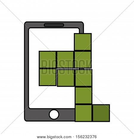 Smartphone and tetrix videogame icon. Game play leisure gaming and controller theme. Isolated design. Vector illustration