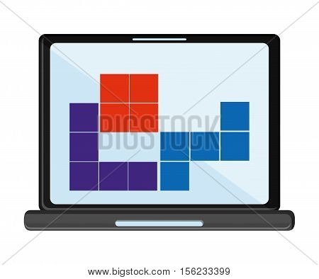 Laptop and tetrix videogame icon. Game play leisure gaming and controller theme. Isolated design. Vector illustration