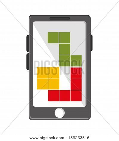 Smartphone and tetrix videogame icon. Game play leisure gaming and controller theme. Isolated design. Vector illustration