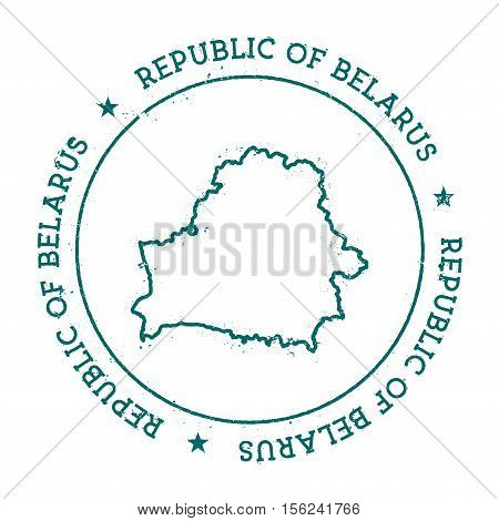 Belarus Vector Map. Retro Vintage Insignia With Country Map. Distressed Visa Stamp With Belarus Text