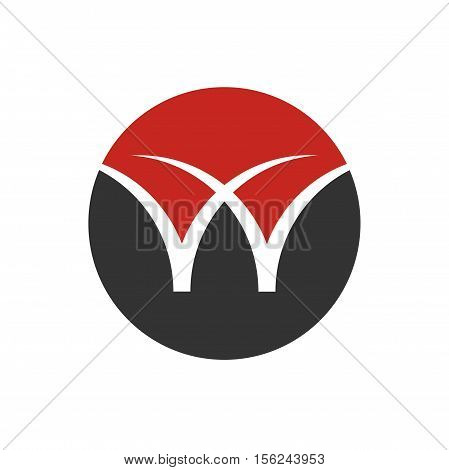 W letter in circle logo design, w letter initial