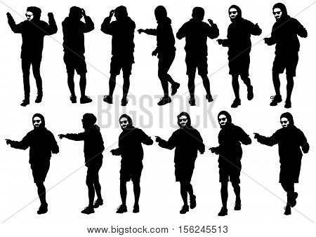 Danser men in rap style on white background