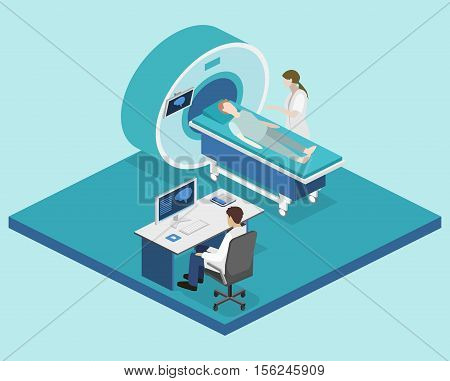 Isometric Flat 3D Concept Vector Hospital Medical Mri Web Illustration.