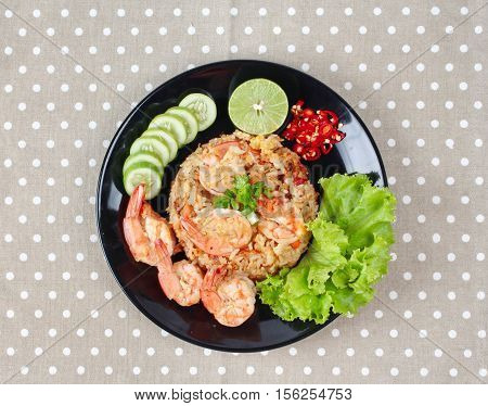 Fried Rice With Shrimp Call Khao Pad Kong In Thai