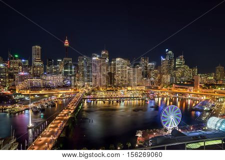 SYDNEY AUSTRALIA - November 12 2016 : Darling Harbour adjacent to the city center of Sydney and also a recreational place in Sydney central business district