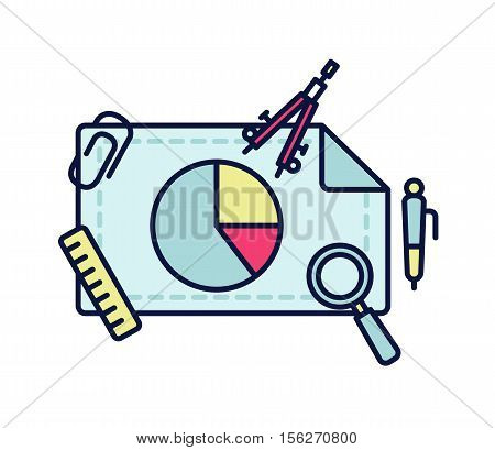 Flat design vector illustration icons graphic designer items tools office equipment. Worklace drawning