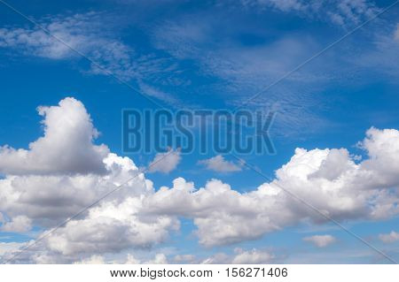 White Fluffy Clouds In The Blue Sky For Background Or Backgrop Nature Concept