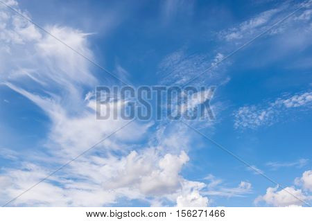 Clear Blue Sky And Clouds For Background Or Backgrop Nature Concept