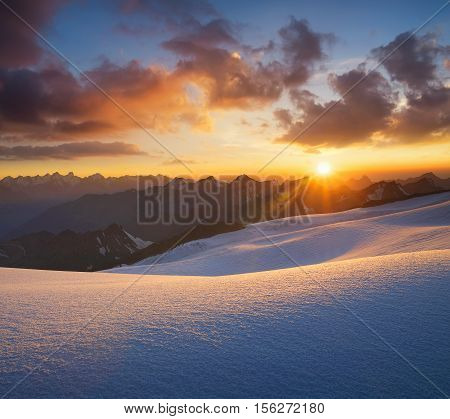 High mountain during sunrise. Beautiful natural landscape