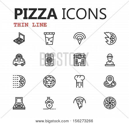 Simple modern set of pizza thin line icons. Premium symbol collection. Vector illustration. Simple pictogram pack. Editable Stroke. eps 10